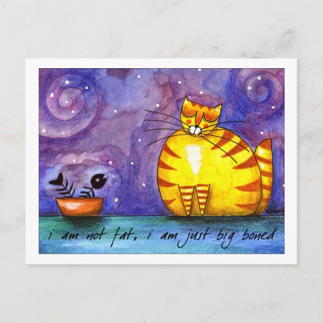 Postal Gato amarillo gordo grande - PostCard (Anverso)