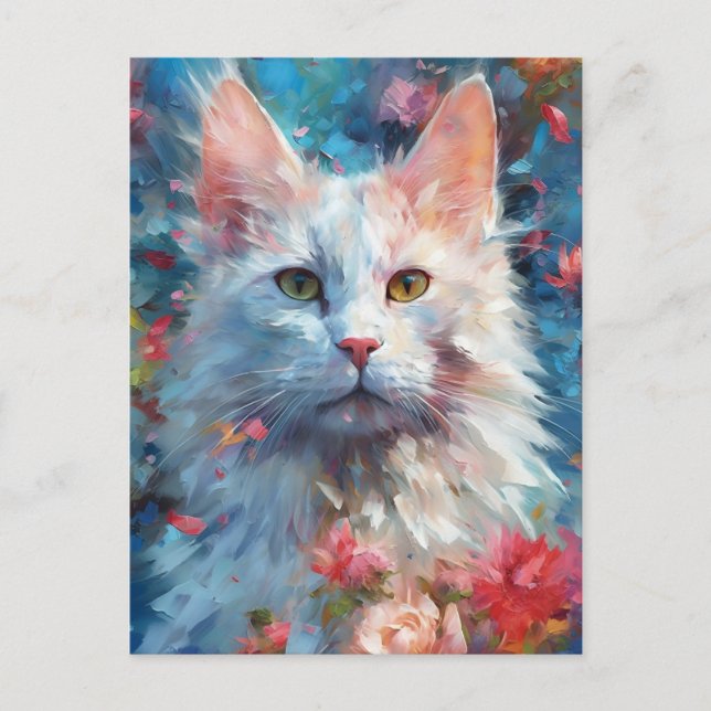 Postal Gato angora turco colorido (Anverso)