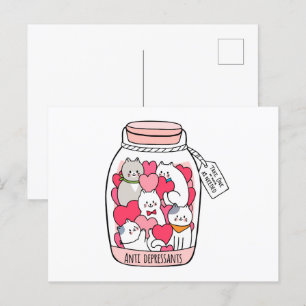 Postal Gato antidepresivo divertido regalo para el amante