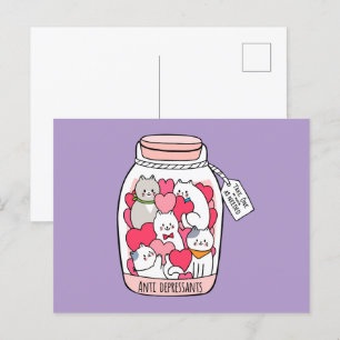 Postal Gato antidepresivo divertido regalo para el amante