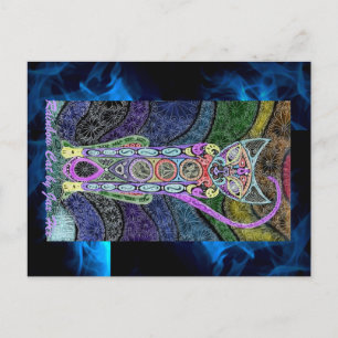 Postal Gato arco iris