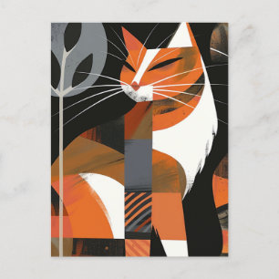 Postal Gato art déco líneas audaces