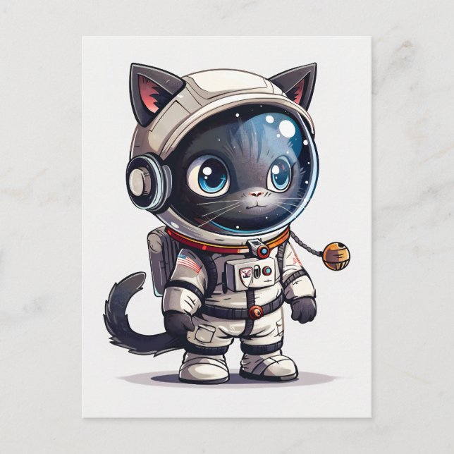 Postal Gato astronauta (Anverso)