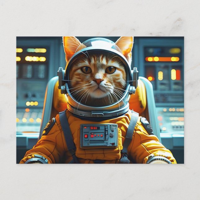 Postal gato astronauta (Anverso)