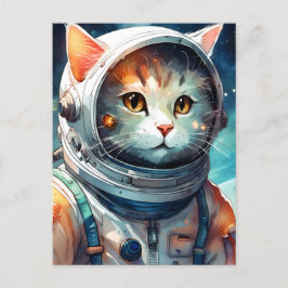 Postal Gato astronauta adorable