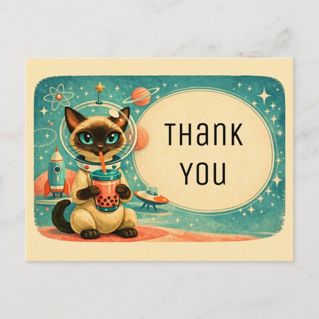 Postal Gato Astronauta Siamés de Boba Atómica             (Anverso)