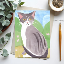 Gato atigrado gris | Pintura acuarela
