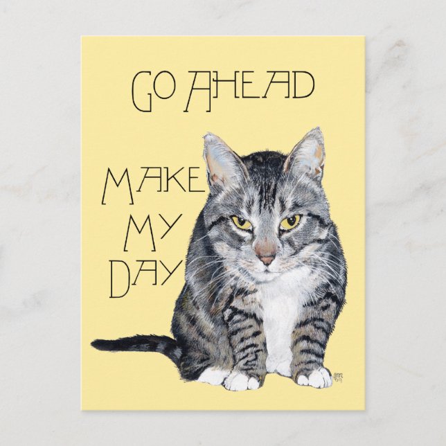 Postal Gato Atigrado - Haz Mi Día (Anverso)