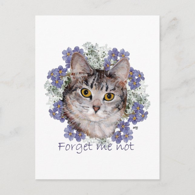 Postal Gato Atigrado No Me Olvides (Anverso)