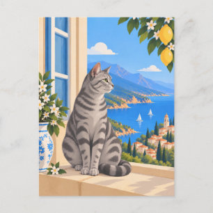 Postal Gato atigrado plateado American Shorthair Costero