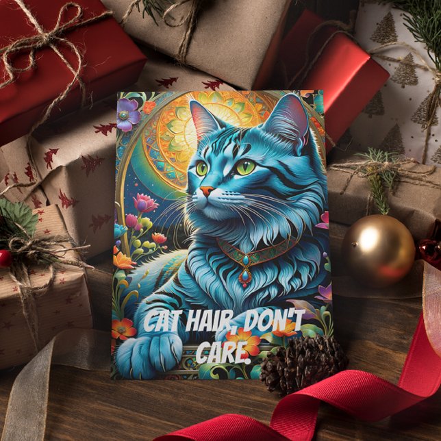 Postal Gato azul caprichoso y oasis floral (Subido por el creador)