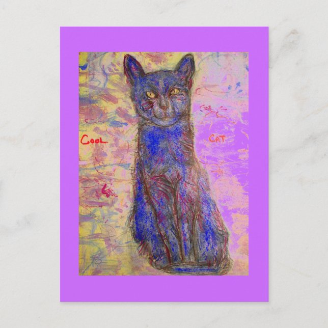 Postal gato azul fresco (Anverso)