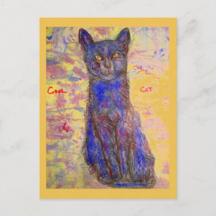 Postal gato azul fresco