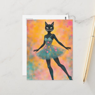 Postal Gato bailarín lindo