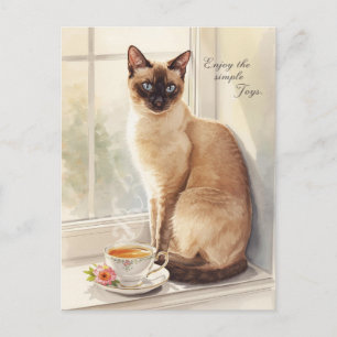 Postal Gato bebiendo té por Feliz jubilación gata Mamá