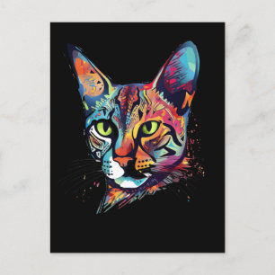 Postal Gato bengalí colorido