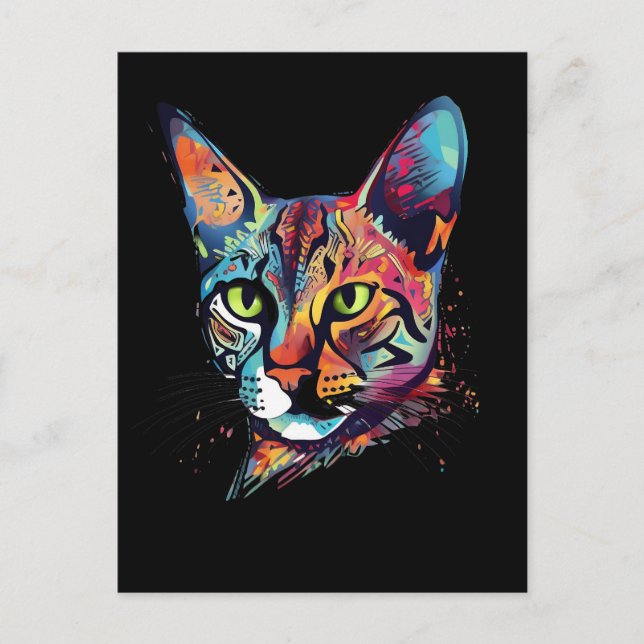 Postal Gato bengalí colorido (Anverso)