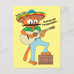 Postal Gato Bigote Dibujos Animados Humor Cinco De Mayo