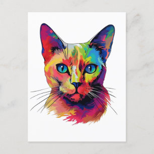 Postal Gato birmano colorido