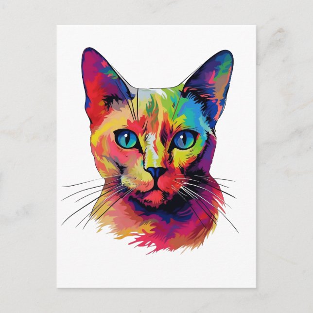Postal Gato birmano colorido (Anverso)