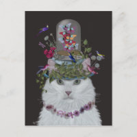 Gato blanco con mariposa Bell Jar