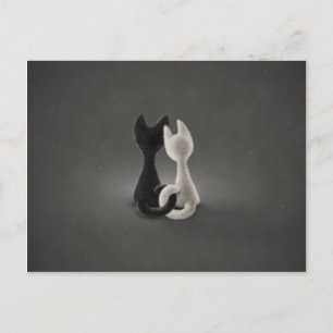 Postal Gato blanco gato negro (color 2)