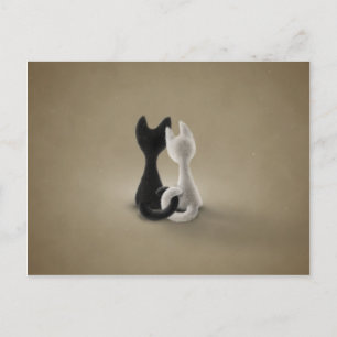 Postal Gato blanco gato negro (color 3)