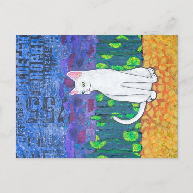 Postal Gato blanco Oído Ocurrido (Anverso)