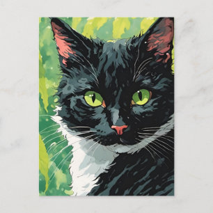 Postal Gato blanco y negro adorable