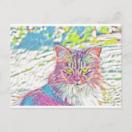 Postal Gato bonito liso - cumpleaños o cualquier otra oca