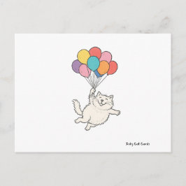 Postal Gato Bonito Sosteniendo Globos