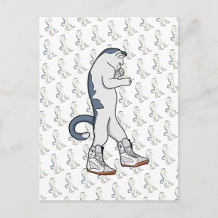 Postal Gato Boxer Urbano en Zapatilla Luchador