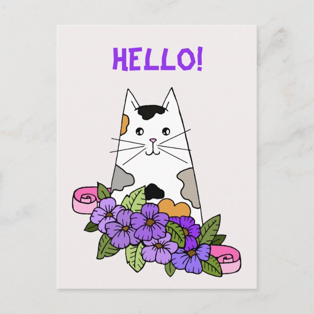 Postal Gato Calico Adorable  (Anverso)