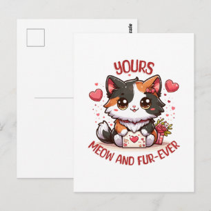 Postal Gato Calico Adorable Día de San Valentín
