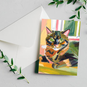 Postal Gato caparazón   Pintura de gato hermosa
