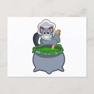 Postal Gato cocinero con poción mágica