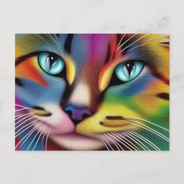 Postal Gato colorido (Anverso)