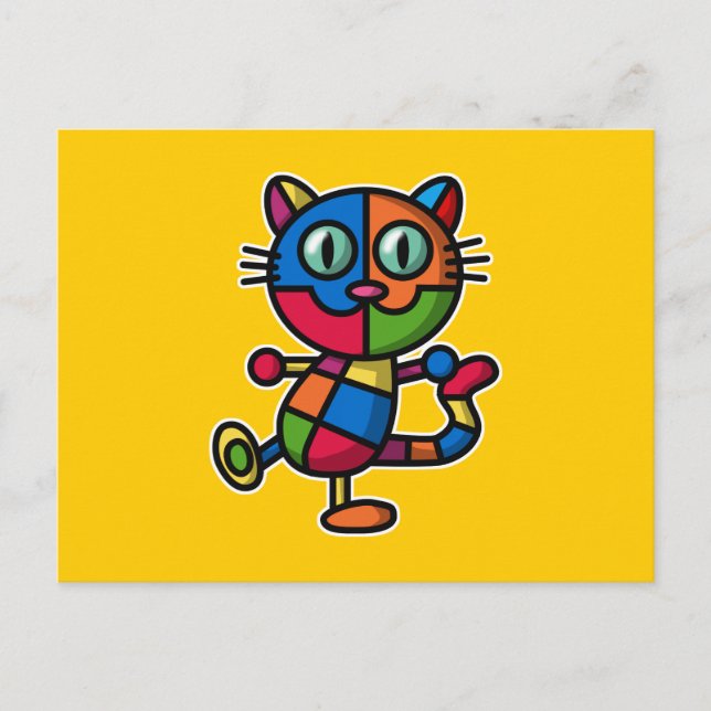 Postal gato colorido (Anverso)