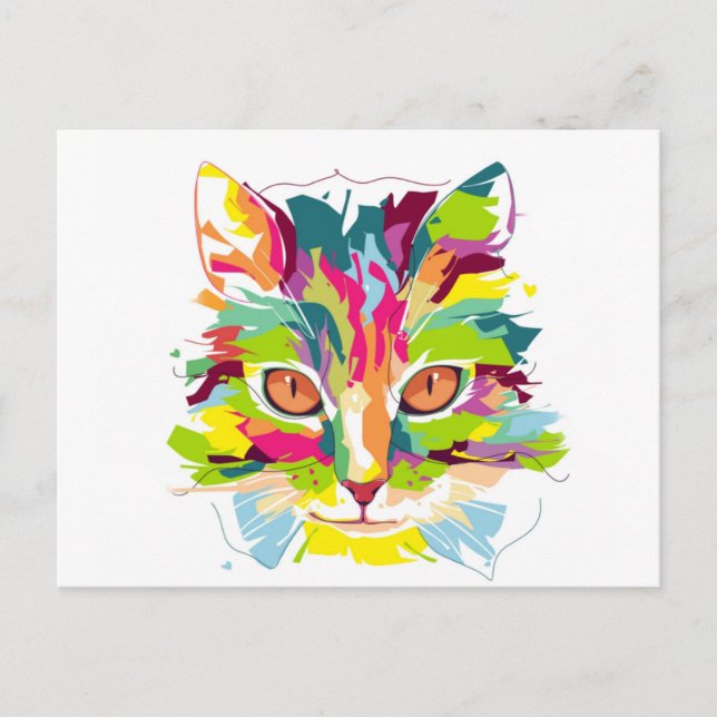 Postal Gato colorido (Anverso)