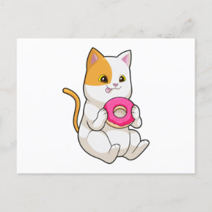 Postal Gato comiendo donut