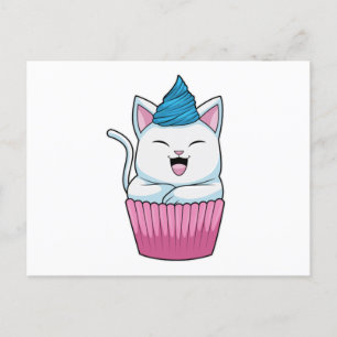 Postal Gato comiendo muffin