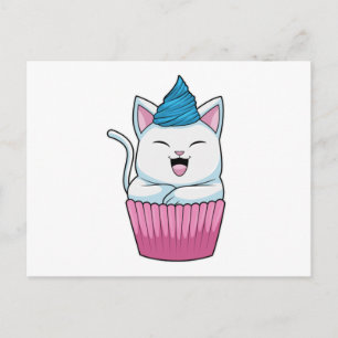 Postal Gato comiendo muffin