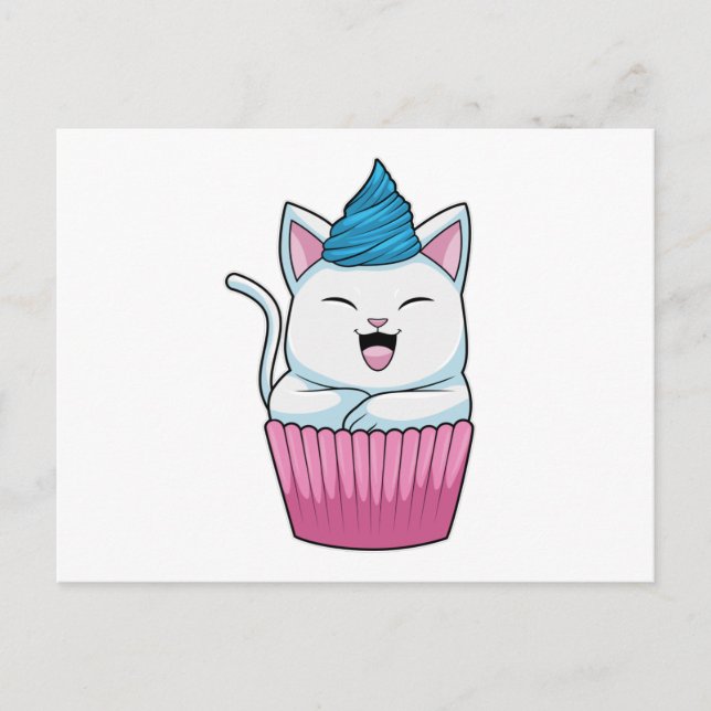 Postal Gato comiendo muffin (Anverso)