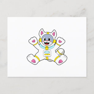 Postal Gato como Astronauta Disfrazado