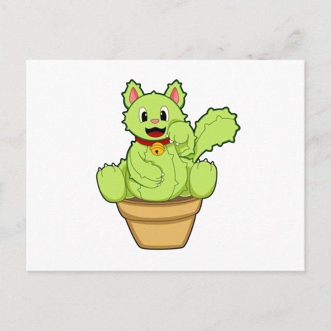 Postal Gato como cactus (Anverso)