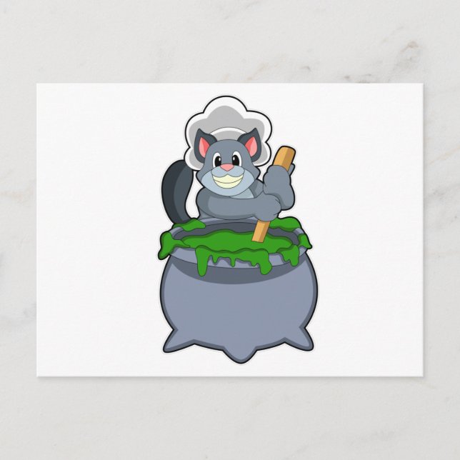 Postal Gato como cocinar con poción mágica (Anverso)