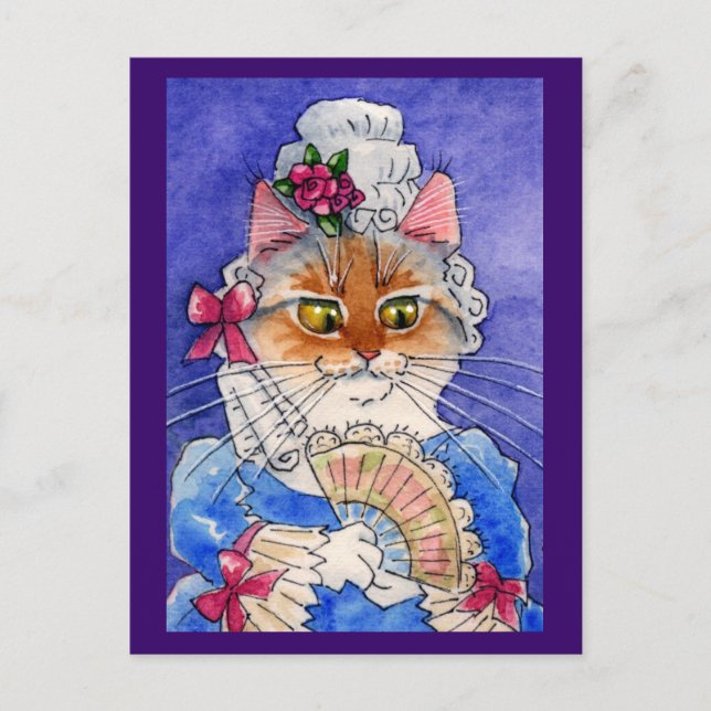 Postal Gato como la reina Marie Antoinette (Anverso)