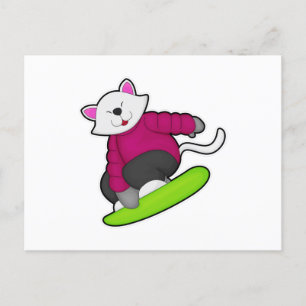 Postal Gato como snowboarder con Snowboard