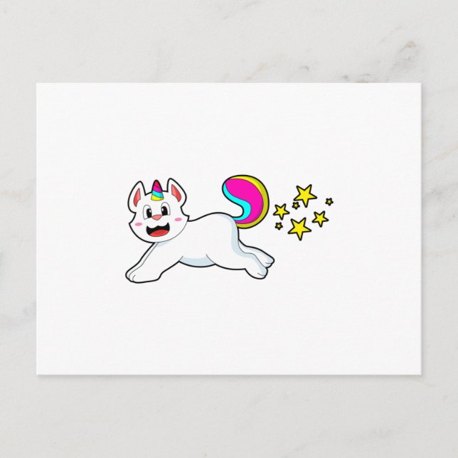 Postal Gato como unicornio (Anverso)