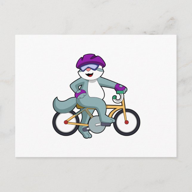 Postal Gato con bicicleta (Anverso)